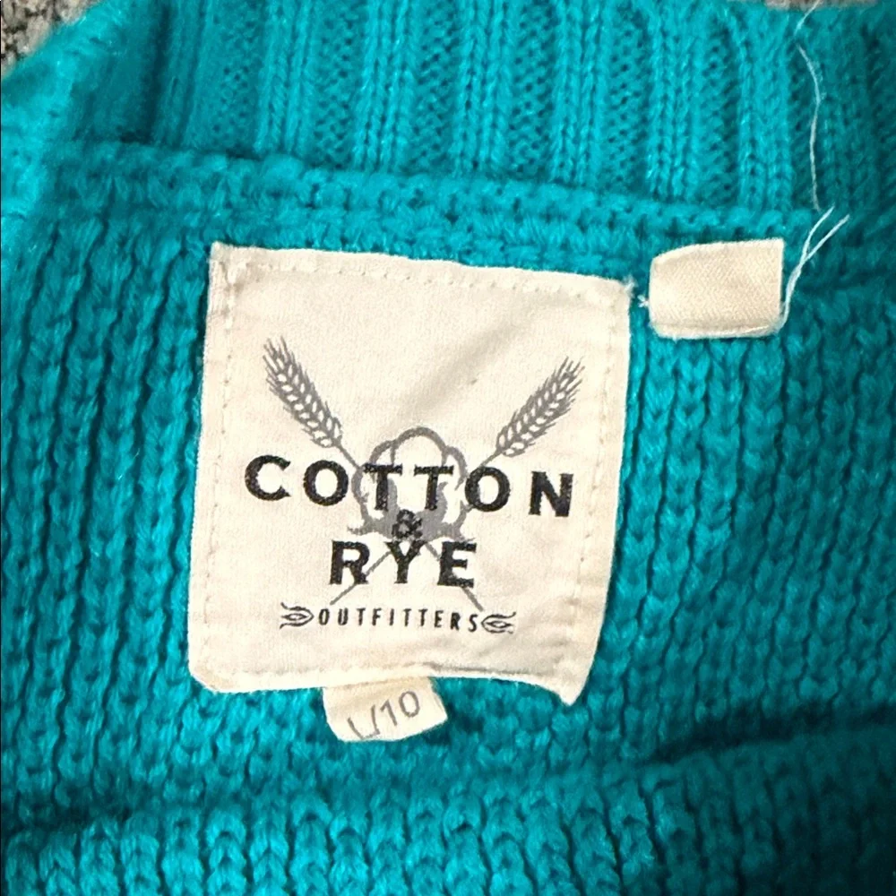 NWOT Cotton Rye Kids Blue Knit Horse Western Ribbed Waist and Wrist Sweater